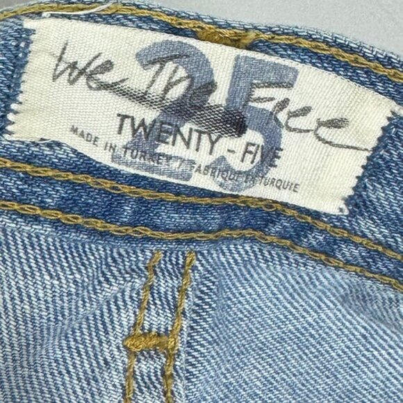 Free People Revolve Maggie Straight Jeans Light Stone Raw Hem Distress Denim 25 - Picture 6 of 15